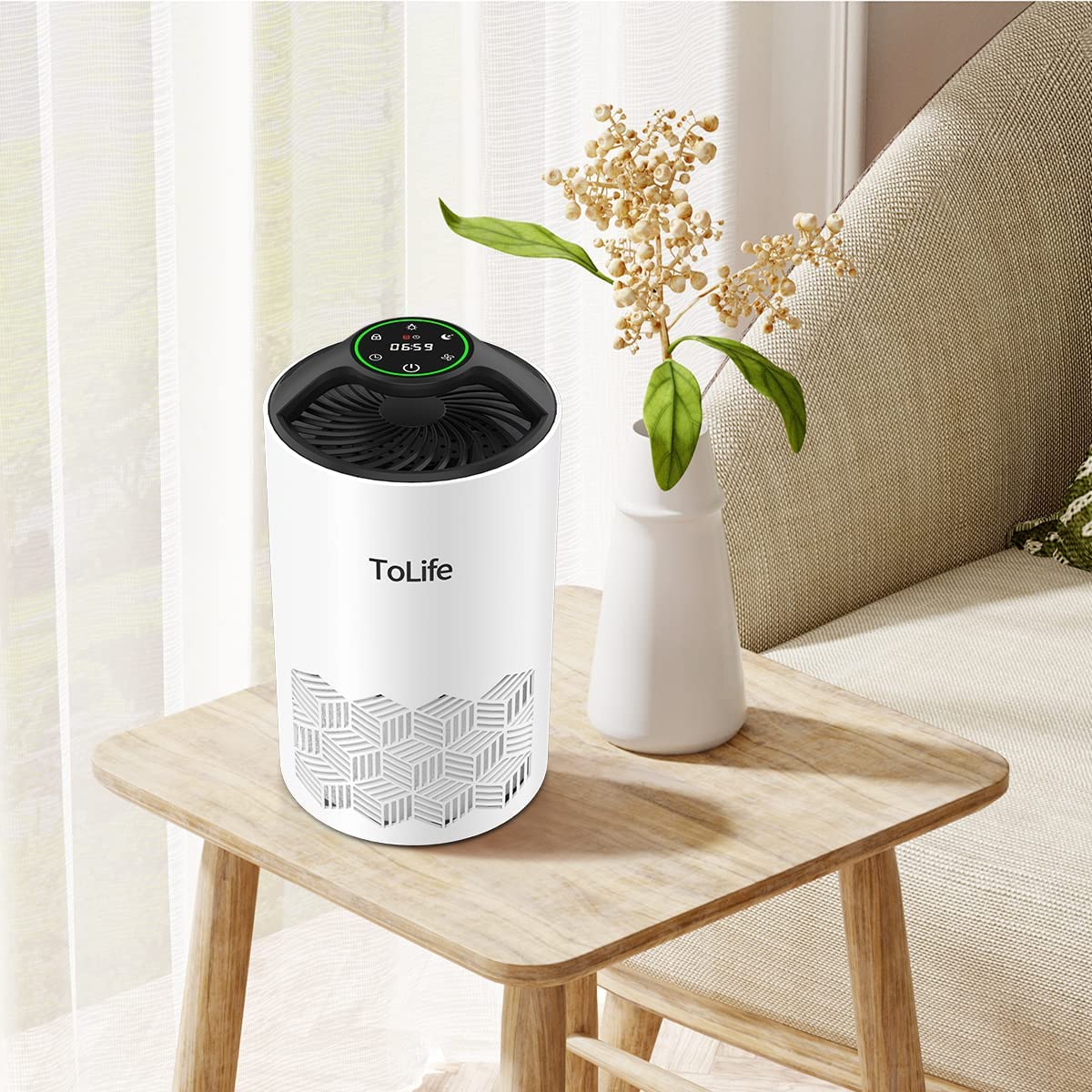 ToLife Air Purifiers for Home with H13 True HEPA Filter, Air Purifier for Home Large Room Cleans up to 215 Sq. Ft and Filters 99.9% of Allergens, Pet Dander, Dust, 25dB Quiet Air Cleaner for Bedroom- White