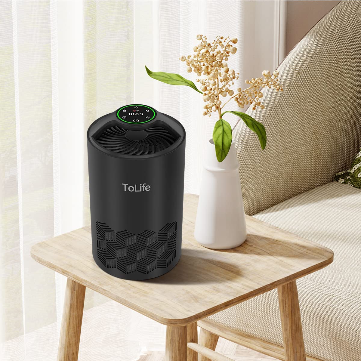 ToLife Air Purifiers for Home with H13 True HEPA Filter, Air Purifier for Home Large Room Cleans up to 215 Sq. Ft and Filters 99.9% of Allergens, Pet Dander, Dust, 25dB Quiet Air Cleaner for Bedroom- Black
