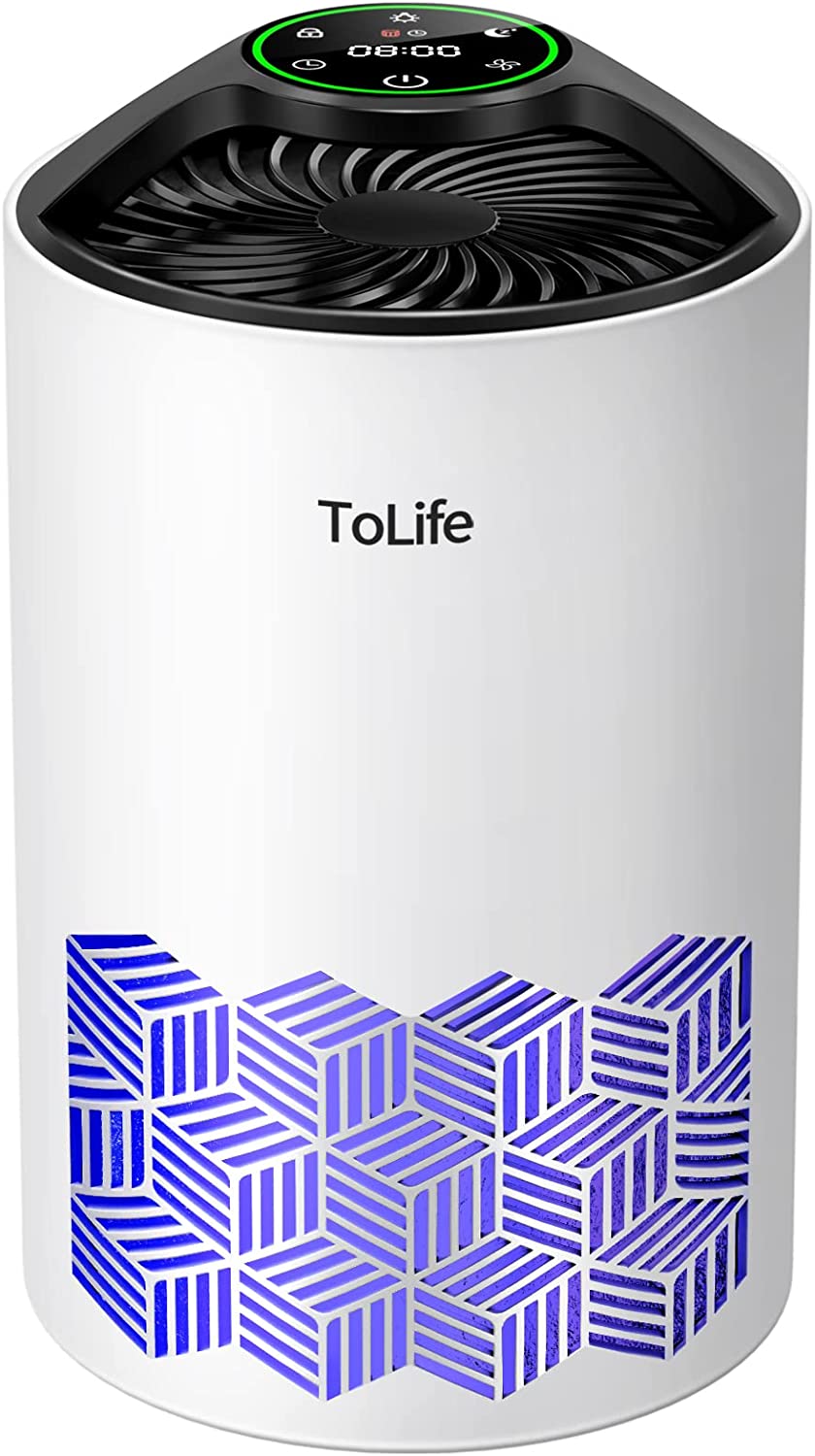 ToLife Air Purifiers for Home with H13 True HEPA Filter, Air Purifier for Home Large Room Cleans up to 215 Sq. Ft and Filters 99.9% of Allergens, Pet Dander, Dust, 25dB Quiet Air Cleaner for Bedroom- White