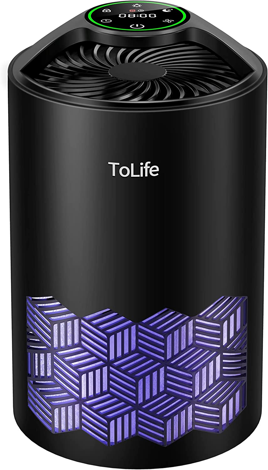 ToLife Air Purifiers for Home with H13 True HEPA Filter, Air Purifier for Home Large Room Cleans up to 215 Sq. Ft and Filters 99.9% of Allergens, Pet Dander, Dust, 25dB Quiet Air Cleaner for Bedroom- Black